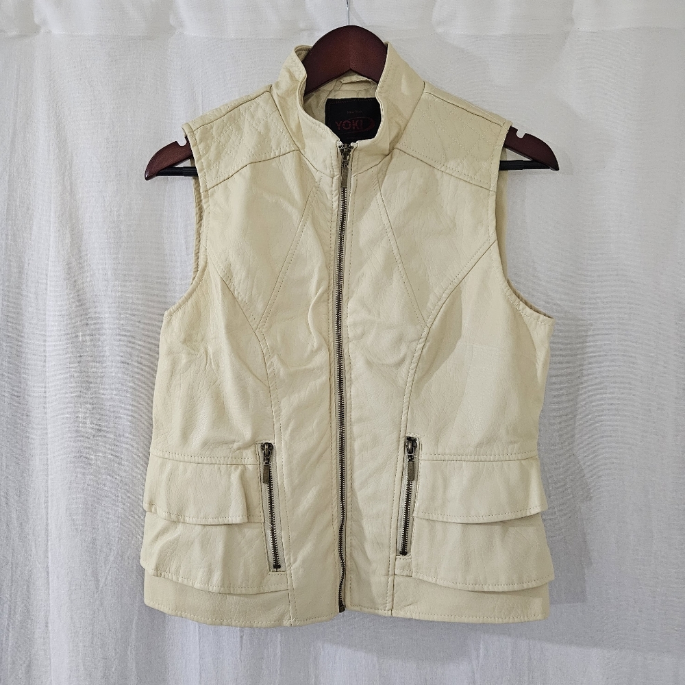 Yoki Yellow Faux Leather Vest Women’s Size L